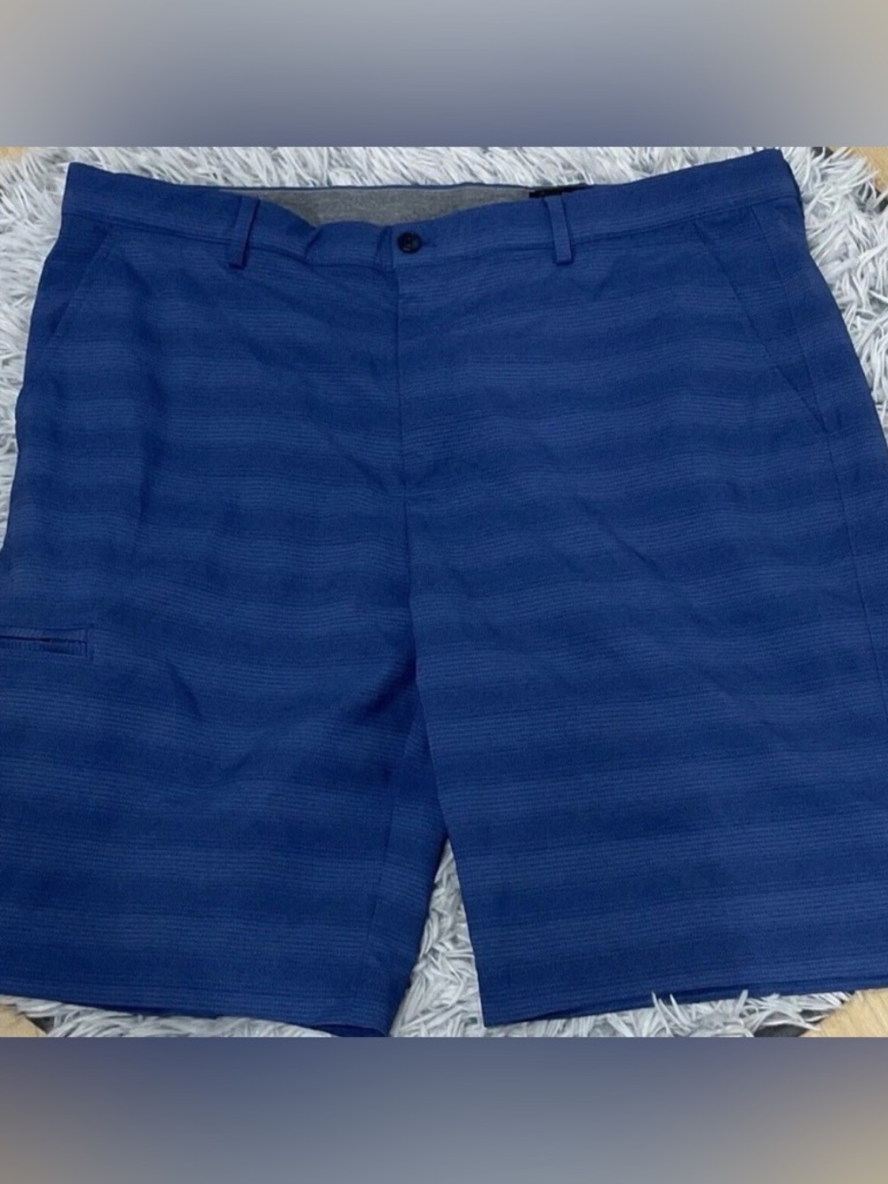 Greg Norman Shark Mens 38 Blue‎ Stretch Golf Shorts Performance Flat Front